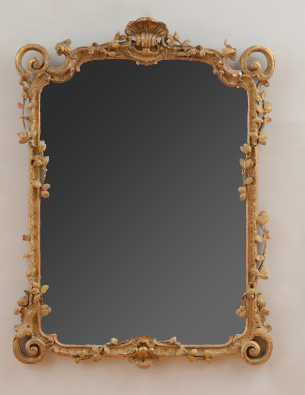 Appraisal: LOUIS XV GILTWOOD MIRROR With a rectangular mirror plate surmounted