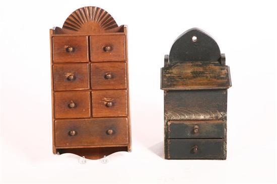 Appraisal: TWO HANGING BOXES American Pictured is a th-century poplar box