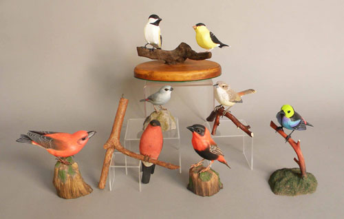 Appraisal: Group of songbird carvings stamped Hand Crafted by Hummingbird Studio