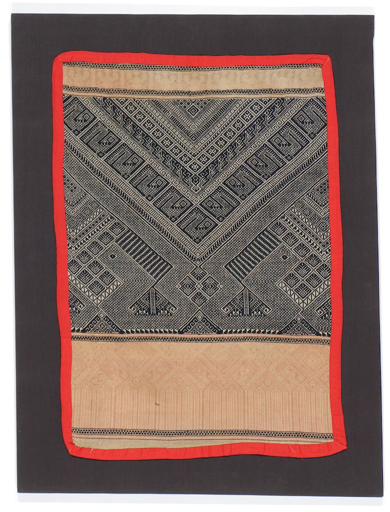 Appraisal: Mounted Antique Lao Textile Mounted Lao ceremonial textile th early