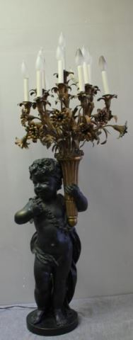 Appraisal: A Loehan Signed Large Patinated Bronze FiguralCandlebra The best of