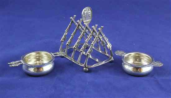 Appraisal: A George V silver shooting related five bar toastrack by