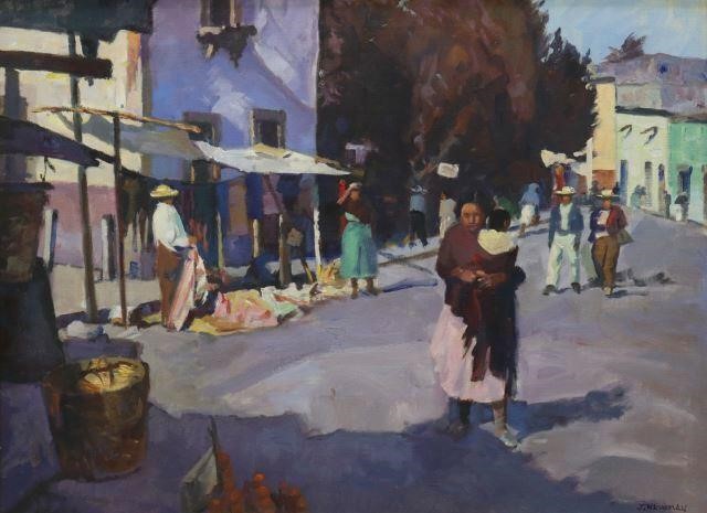 Appraisal: Framed oil on canvas painting Mexico Street Scene signed lower