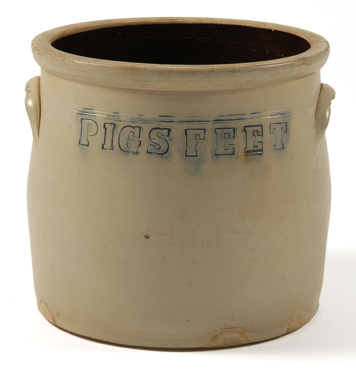 Appraisal: SCARCE MODIFIED OVOID STONEWARE CROCK th CenturyWith cobalt lettered decoration