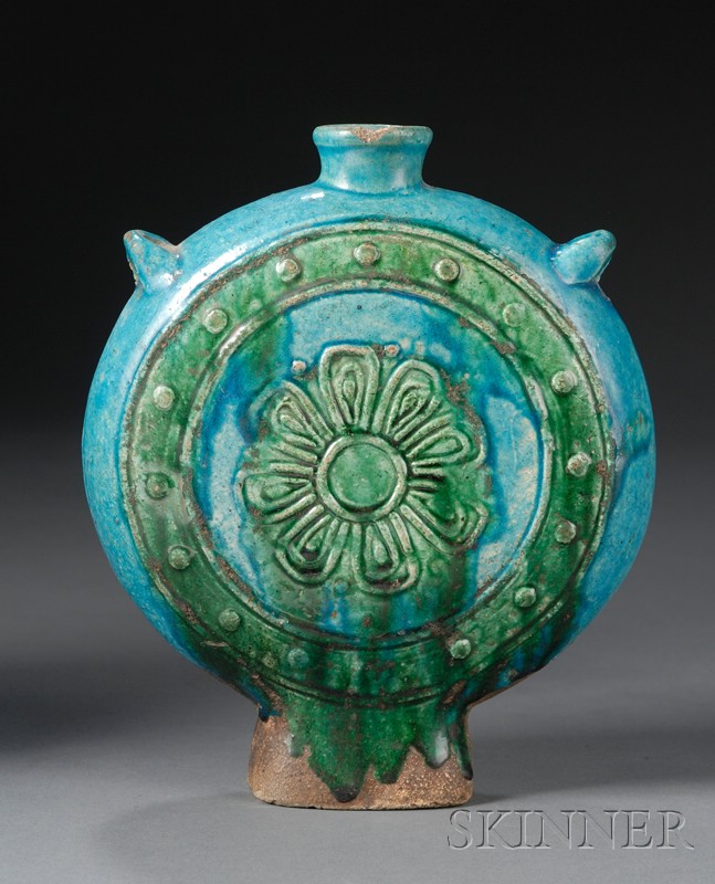 Appraisal: Pilgrim Flask China Ming period - San Tsai glaze of