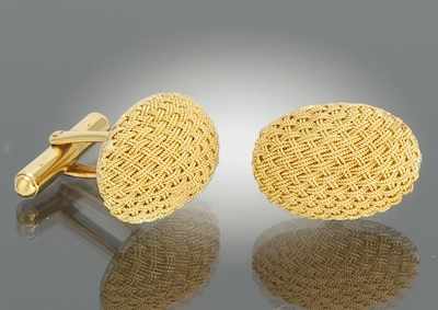 Appraisal: A Pair of k Gold Cufflinks ca k yellow gold