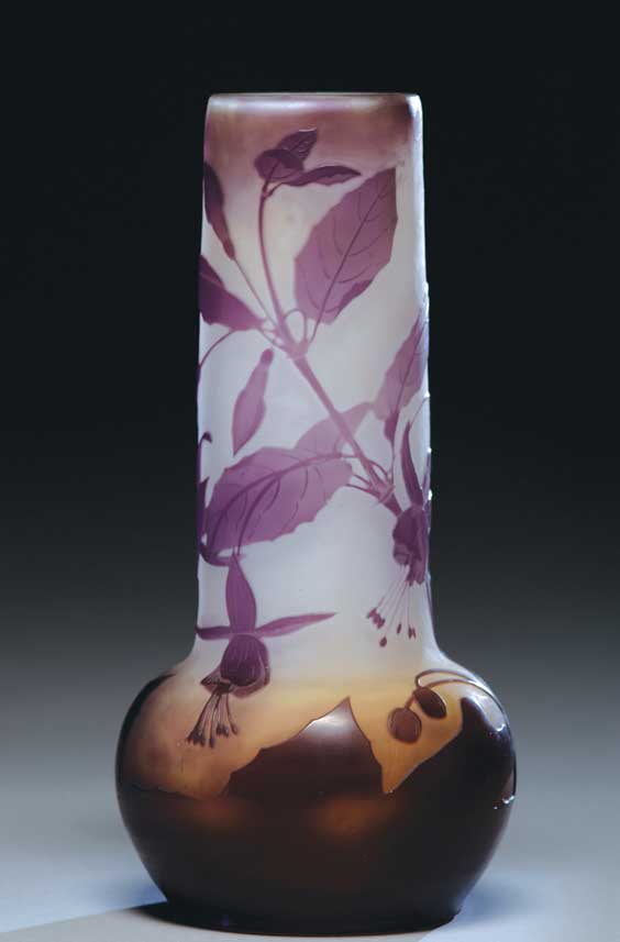 Appraisal: GALL CAMEO GLASS VASE Good French cameo carved glass vase