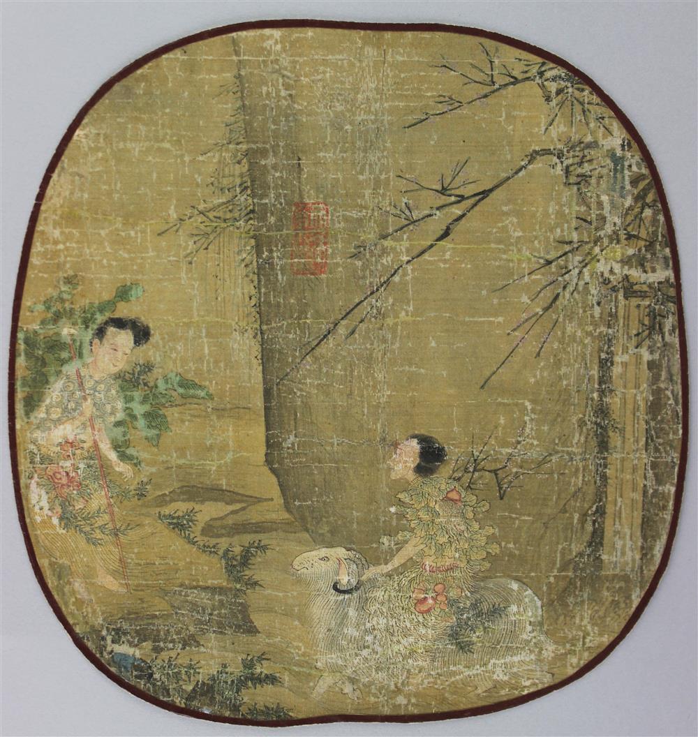 Appraisal: QING DYNASTY FAN DESIGN Ink on silk x in One