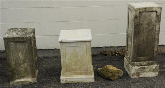 Appraisal: FOUR VARIOUS MARBLE PEDESTALS height of tallest inches