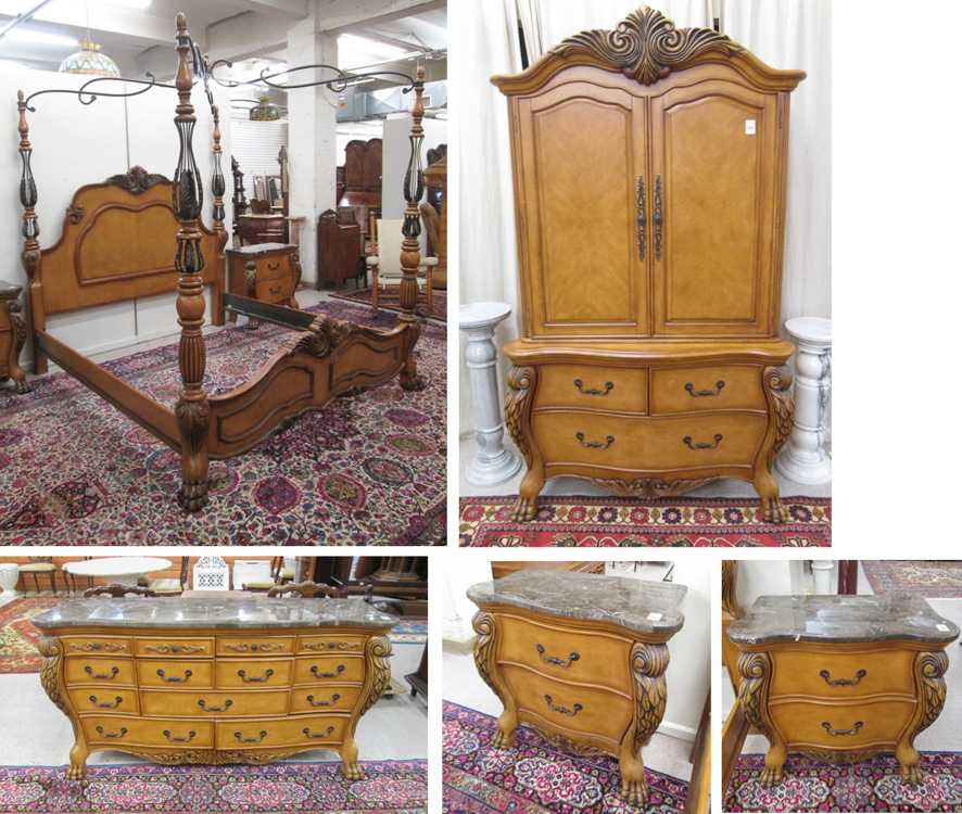 Appraisal: FIVE-PIECE BAROQUE STYLE BEDROOM FURNITURE SET late th century comprising