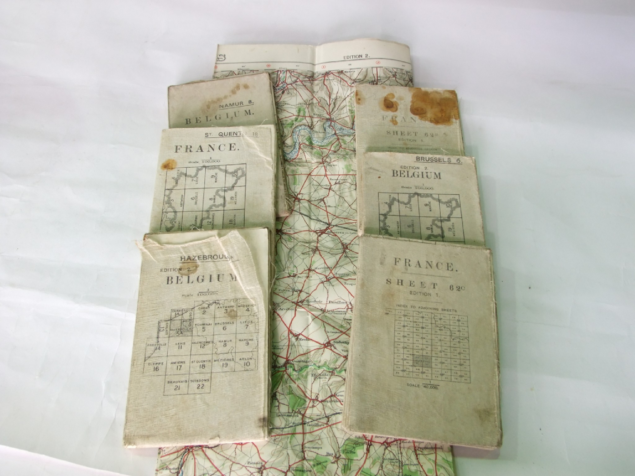 Appraisal: A set of seven WWI cloth maps of France and