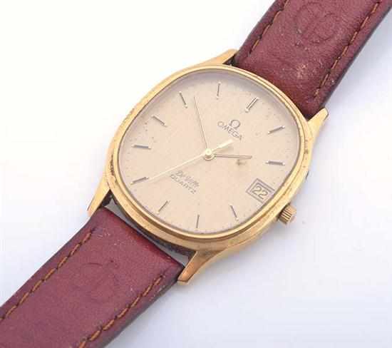 Appraisal: AN OMEGA DE VILLE WRISTWATCH TO LEATHER BANDS