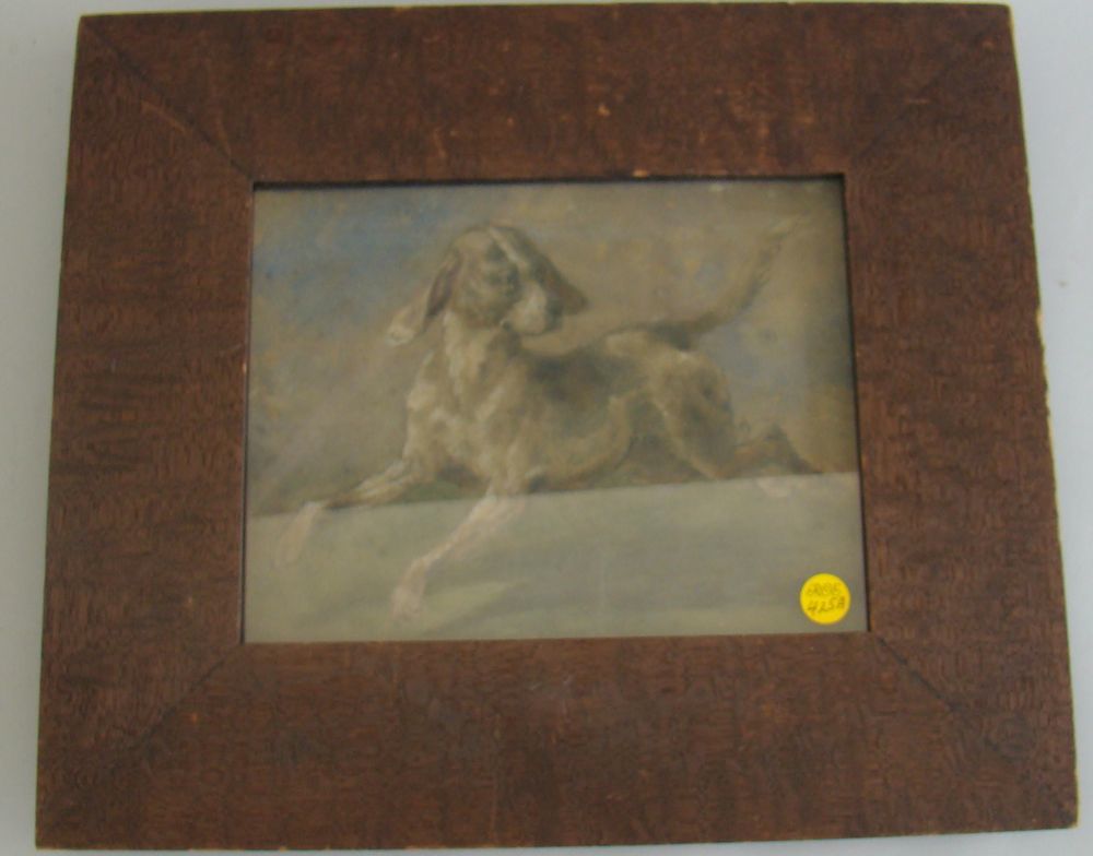 Appraisal: FRAMED WATERCOLOR th CenturySporting dog on the run Unsigned On