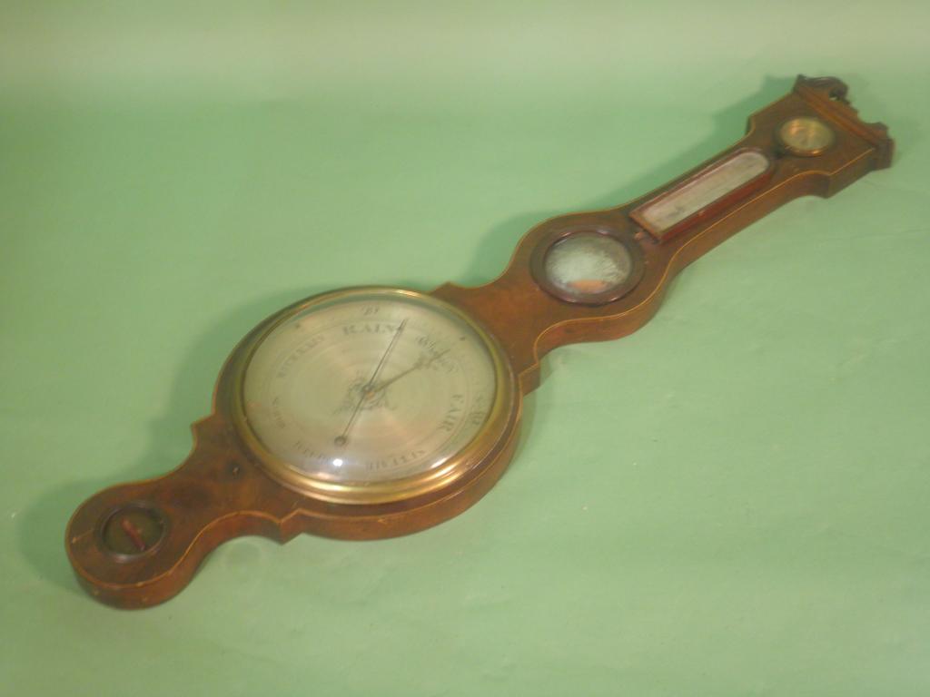 Appraisal: A mid early thC wheel barometer in a boxwood strung