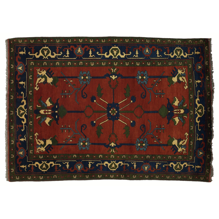 Appraisal: Afghan rug contemporary floral pattern on a red field x