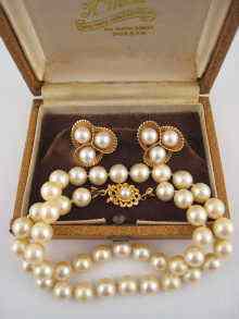 Appraisal: A pair of yellow metal tests carat gold cultured pearl