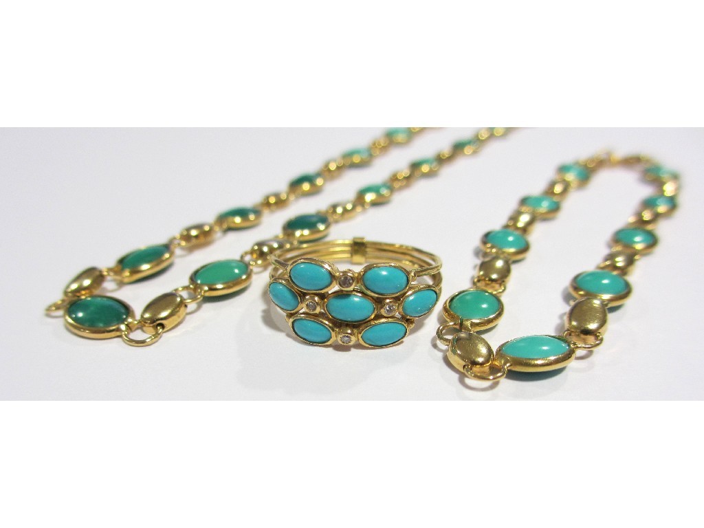 Appraisal: An attractive composite suite of turquoise and diamond jewellery comprising