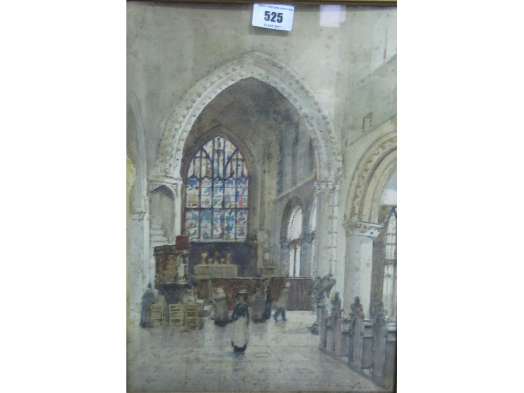 Appraisal: JAMES GARDEN LAING RSW Watercolour church interior signed