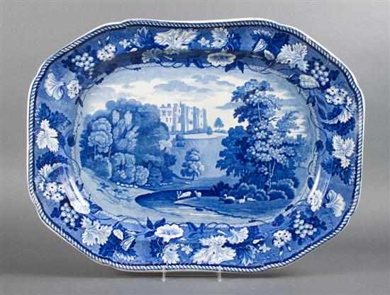 Appraisal: Staffordshire blue and white transfer platter ''Brancepeth Castle Durham'' first