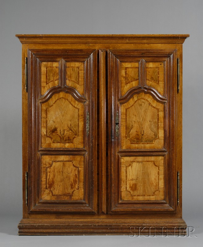 Appraisal: South German North Italian Inlaid Walnut Two-Door Armoire th century