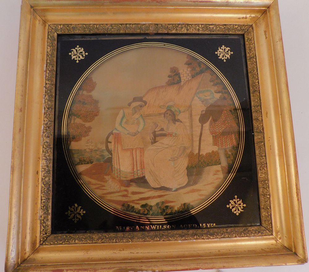 Appraisal: CA PICTORIAL NEEDLEPOINT PICTURE Continental framed needlepoint pictorial circa depicting