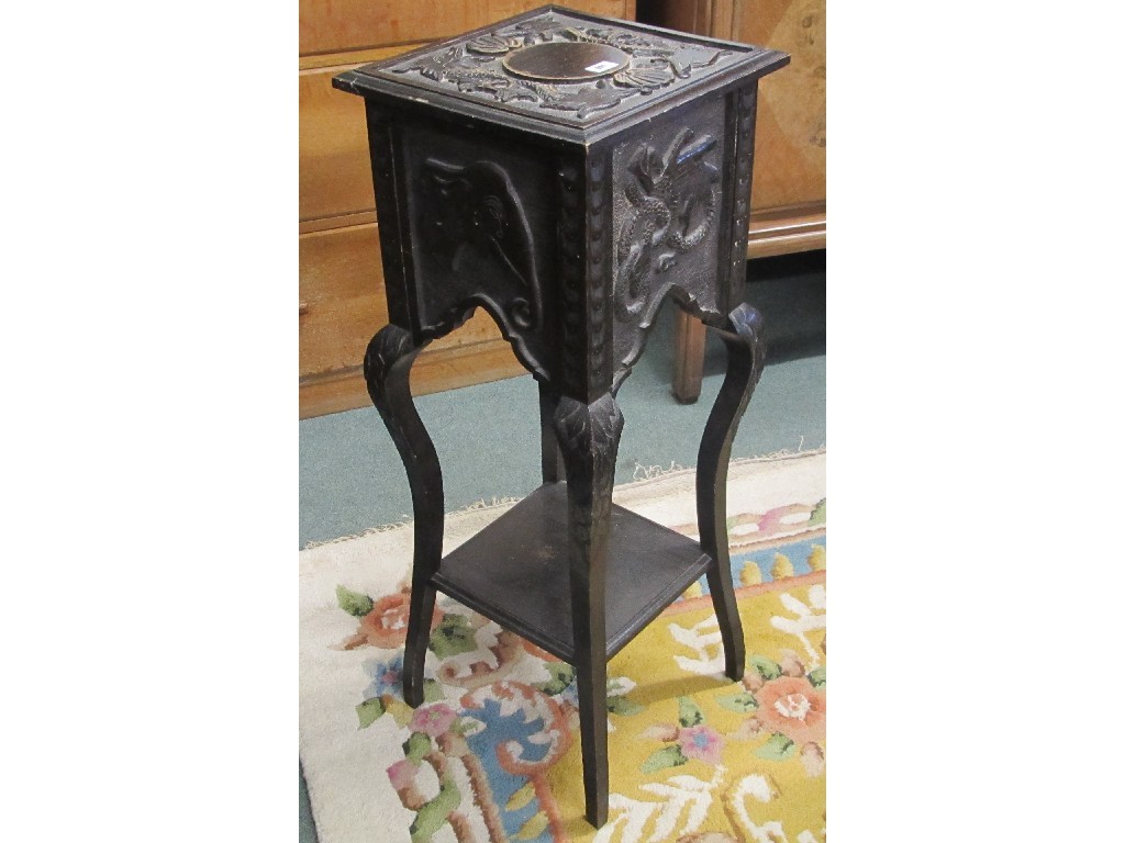 Appraisal: Pair of carved oak plant stands