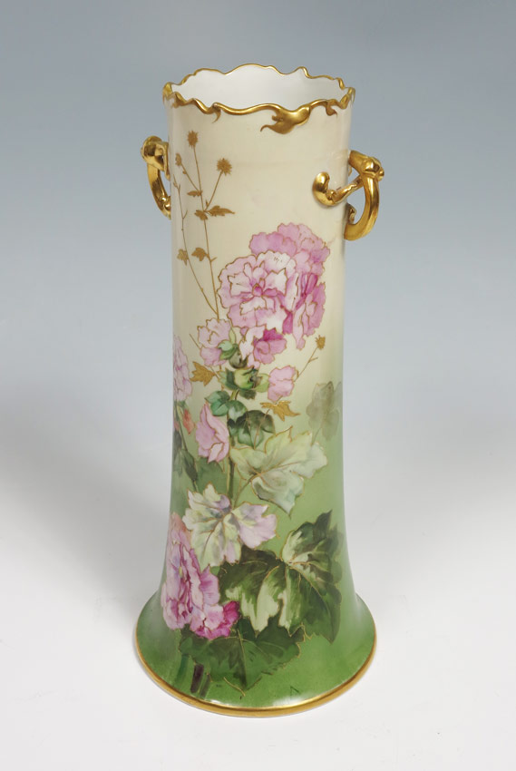 Appraisal: HAND PAINTED FRENCH LIMOGES VASE Wm Guerin CA - Flower