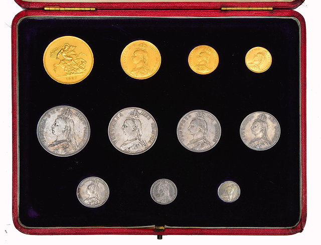 Appraisal: A CASED QUEEN VICTORIAN JUBILEE GOLD AND SILVER COIN SET