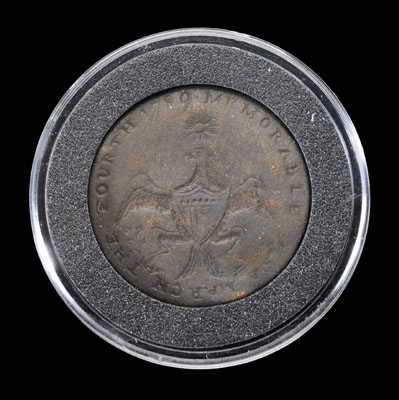 Appraisal: George Washington inaugural button copper obverse with original unpolished surface