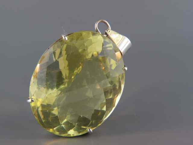 Appraisal: Lemon Quartz Pendant fancy cut oval carat gem '' x