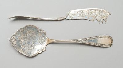 Appraisal: Two pieces Georgia coin silver pastry server with oval handle