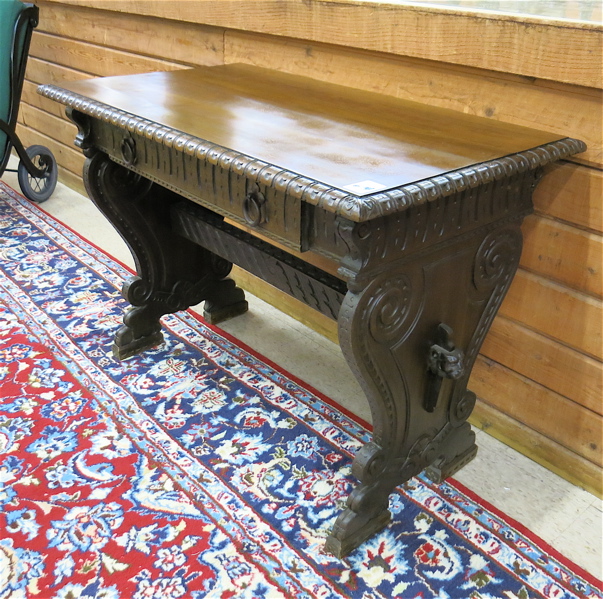 Appraisal: ENGLISH STYLE WALNUT WRITING TABLE American c s having a