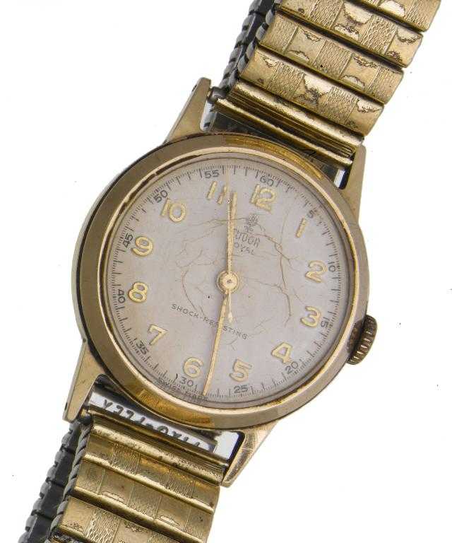 Appraisal: A TUDOR CT GOLD ROYAL WRISTWATCH the dial inscribed SHOCK-RESISTING