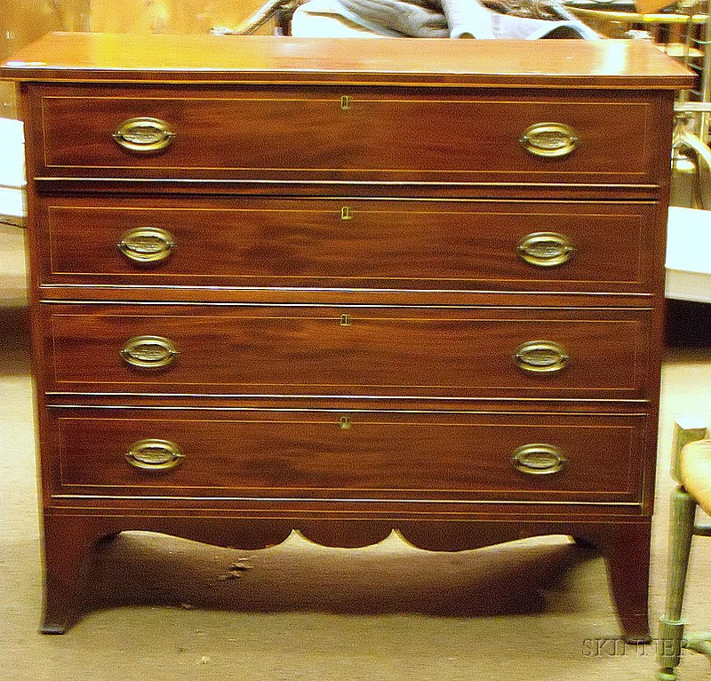 Appraisal: Federal Inlaid Mahogany and Mahogany Veneer Chest of Drawers New