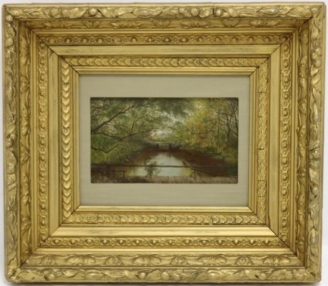 Appraisal: ROBERT SPEAR DUNNING - FALL RIVERSCHOOL OIL PAINTING ON WOODEN