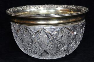 Appraisal: Gorham sterling silver and crystal center bowl the polished collar