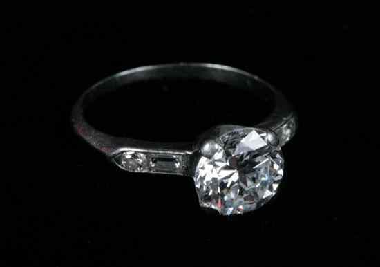 Appraisal: PLATINUM AND DIAMOND ENGAGEMENT TYPE RING Old European cut round