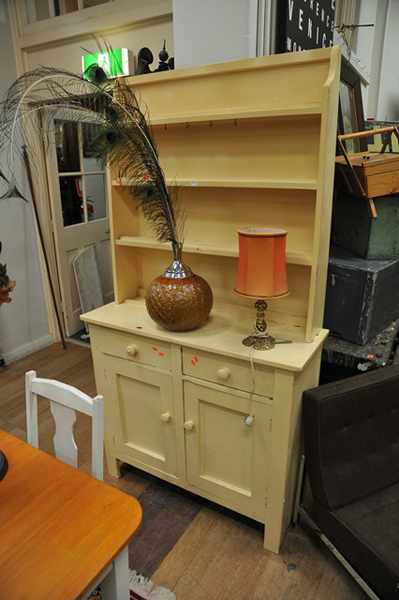 Appraisal: A WHITE PAINTED RUSTIC KITCHEN DRESSER