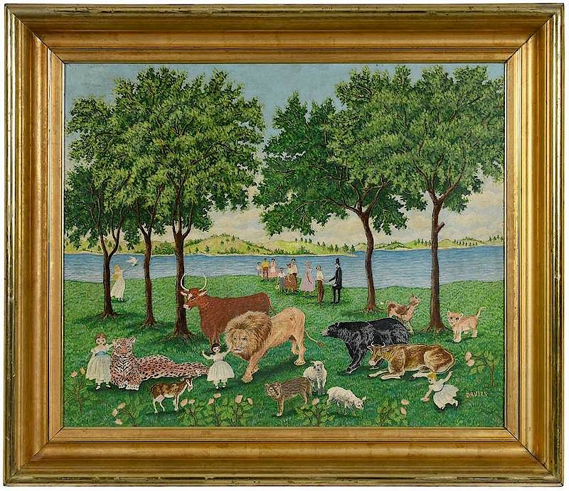 Appraisal: Albert Webster Davies American - Peaceable Kingdom rd version signed