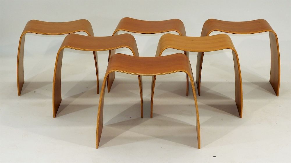 Appraisal: PC Jorgen Moller Askman Laminated M Stools Denmark th Century