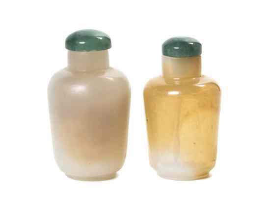 Appraisal: Two Chinese Hardstone Snuff Bottles each of tapering cylindrical form