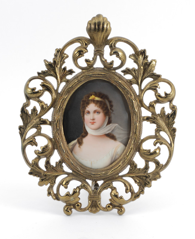 Appraisal: MINIATURE PAINTING ON PORCELAIN OF QUEEN LOUISE Oval '' x