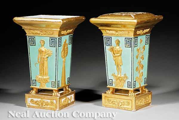 Appraisal: A Pair of Paris Porcelain Polychrome and Gilt-Decorated Bough Pots