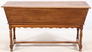 Appraisal: CONTINENTAL OAK DOUGH BOX ON STAND TH C CONTINENTAL OAK