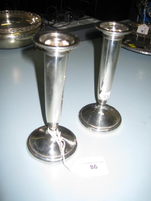 Appraisal: Pair of George V Pillar Candlesticks with plain columns and