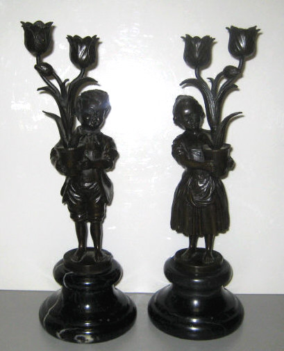 Appraisal: ANDRE BECQUEREL FRENCH - AFTER Pair of cast bronze figures