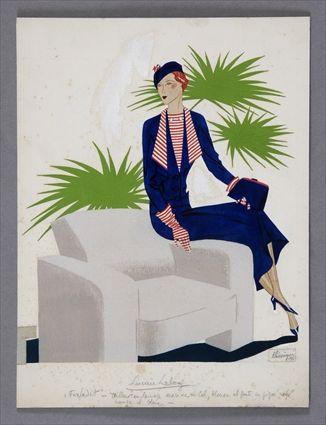 Appraisal: LEON BENIGNI b COSTUME ILLUSTRATION FOR LUCIEN LELONG Gouache on