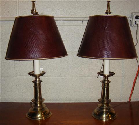 Appraisal: PAIR OF BRASS CANDLESTICK LAMPS h in Provenance ANTIQUE CONTEMPORARY