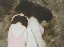 Appraisal: Borys Buzkij Ohio Contemporary Three dark-haired ladies Acrylic on artist's