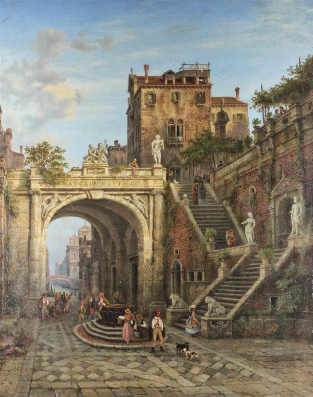 Appraisal: HENRY JACKEL HENRICH KARL JAECKEL GERMAN - ANCIENT CITYSCAPE Oil